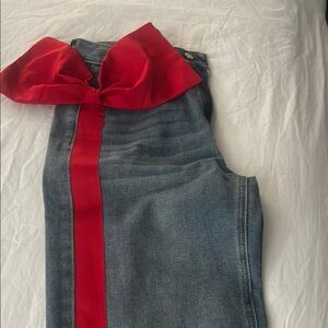 Elegant Red and Blue Flare Jeans